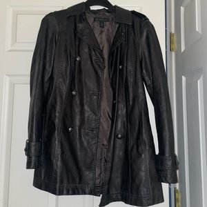 INC FAUX LEATHER TRENCH